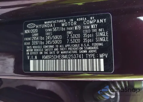 2021 Hyundai Palisade Limited из США, поврежденный, VIN KM8R5DHE8MU253741